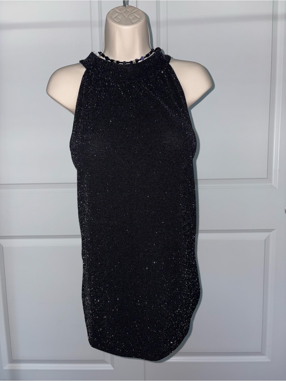 Sparkly Black Sleeveless Top XL